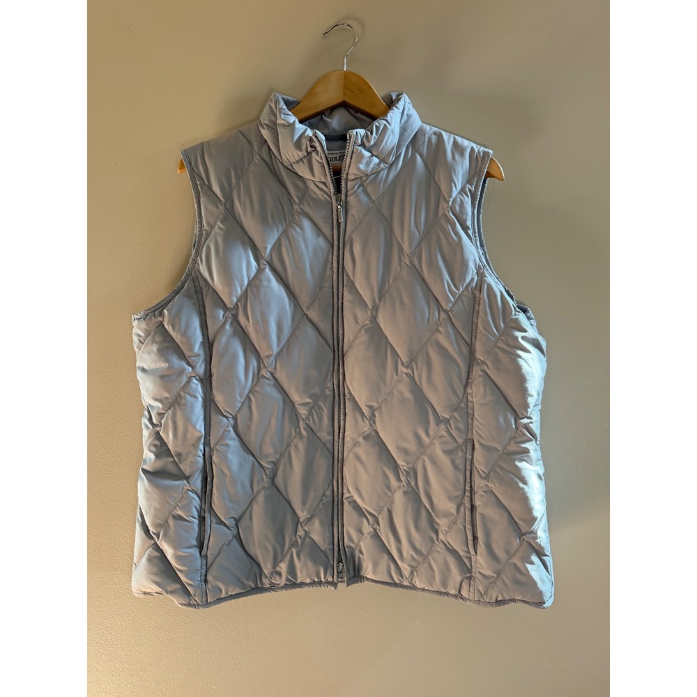 Pendleton Womens Light Grey Diamond Quilted 100%Down Puffer Vest XL TF369-80190